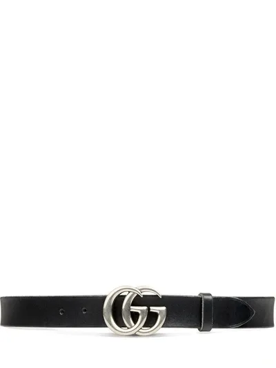 Gucci Leather Belt With Double G Buckle In Black