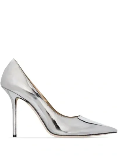 Jimmy Choo Love 85 Metallic-leather Pumps In Silver