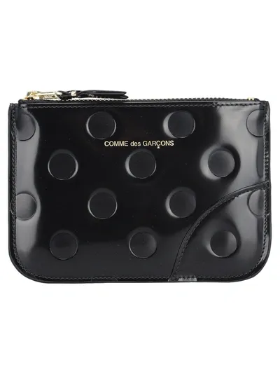 Comme Des Garçons Wallet Polka Dots Embossed Zip In Black