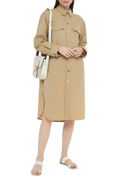 Joseph Wool-blend Twill Shirt Dress In Brown