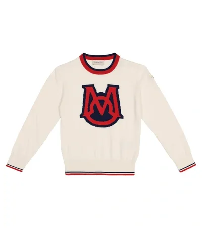 Moncler Kids' Logo-intarsia Jumper In White