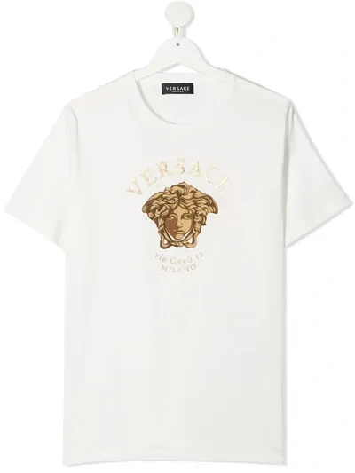 Young Versace Teen Medusa Head-print T-shirt In White