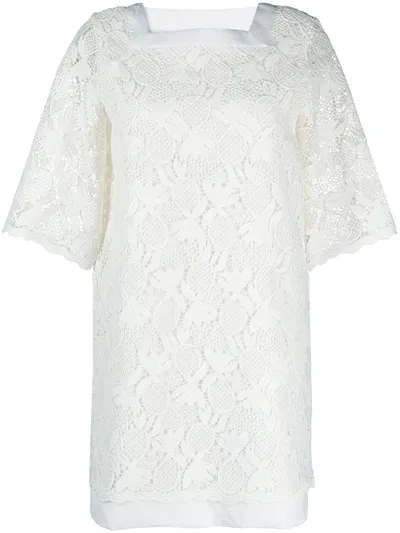 See By Chloé Embroidered Short-sleeved Mini Dress In White