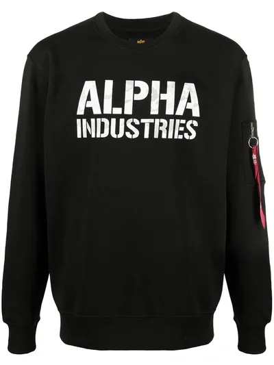 Alpha Industries Logo-print Crew-neck Sweatshirt In Black