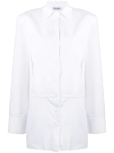 Attico Drape-detail Mini Shirt Dress In White