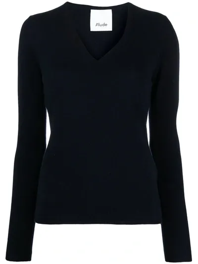 Allude V-neck Cashmere Jumper In Blue