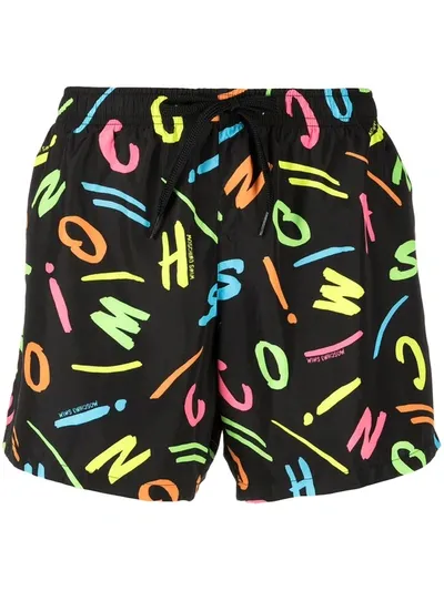 Moschino Logo Script Swimming Shorts In Black