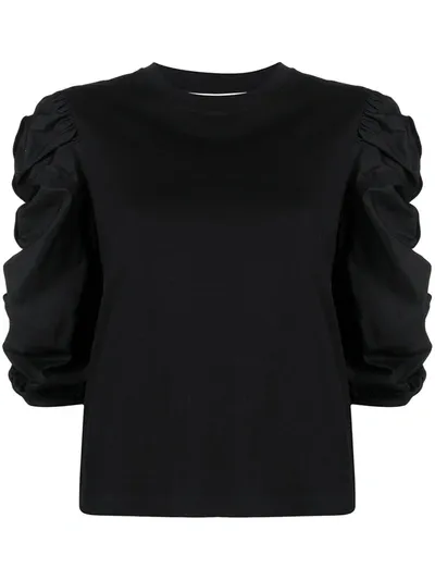 See By Chloé Ruffled Puff-sleeved Top In Black