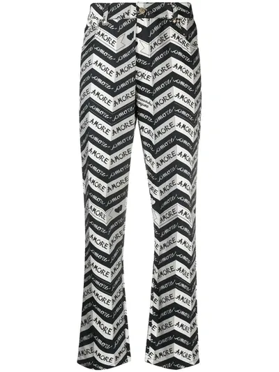 Alessandro Enriquez Cotton Zigzag Print Straight-leg Trousers In Black