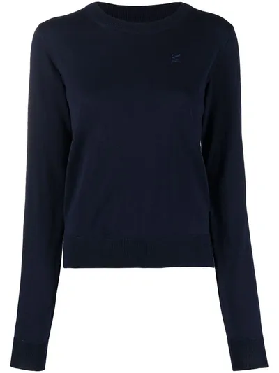 Maison Margiela Logo-embroidered Jumper In Blue