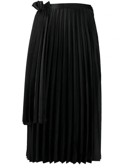 Comme Des Garçons Pleated Midi Skirt In Black