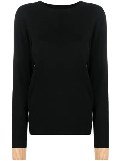 Chinti & Parker Contrast Cuffs Jumper In Black