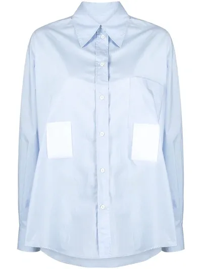 Mm6 Maison Margiela Touch Patch Panels Shirt In Blue