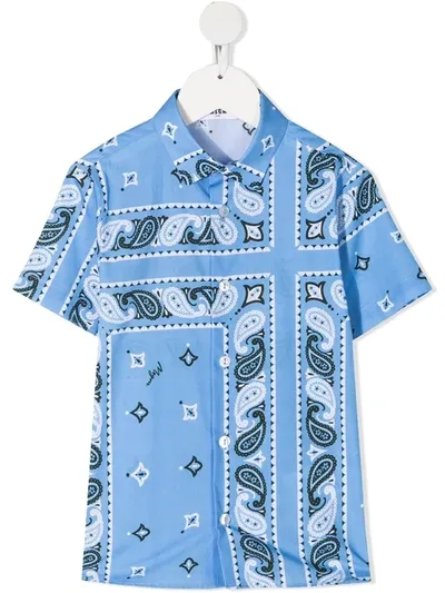 Msgm Kids' Bandana-print Shirt In Blue