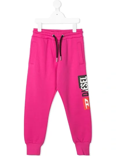 Diesel Kids' Logo-print Track Pants In Pink