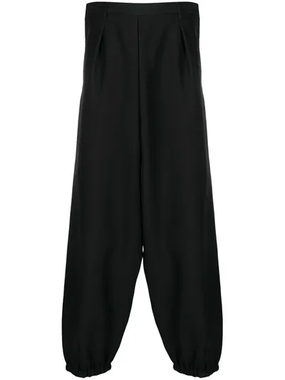 Saint Laurent Cropped Hakama Trousers In Schwarz