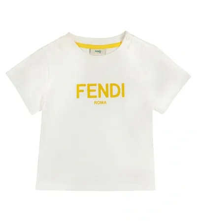 Fendi Baby Logo Cotton T-shirt In White