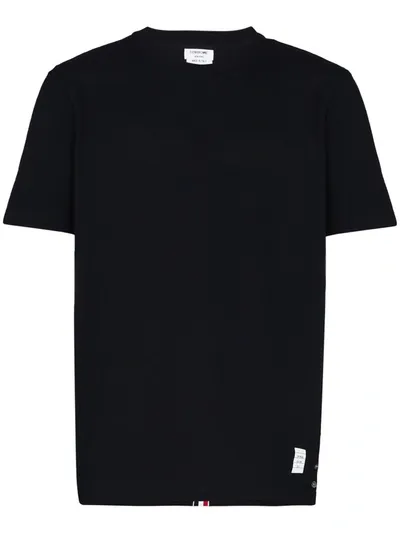 Thom Browne Grosgrain Ribbon Detail T-shirt In Navy