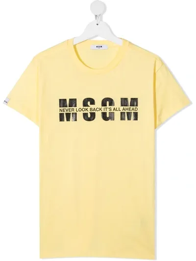 Msgm Teen Logo Print T-shirt In Yellow