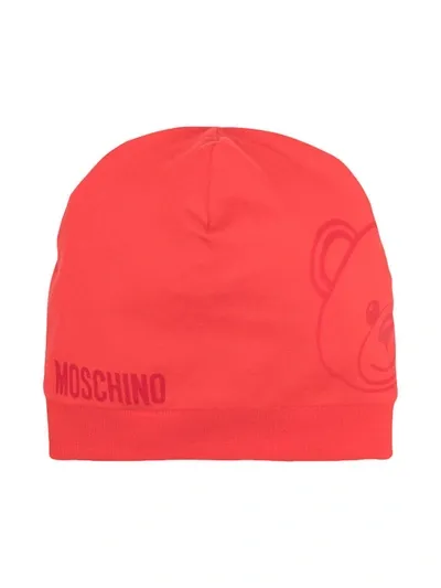 Moschino Babies' Teddy Bear-print Beanie In Red