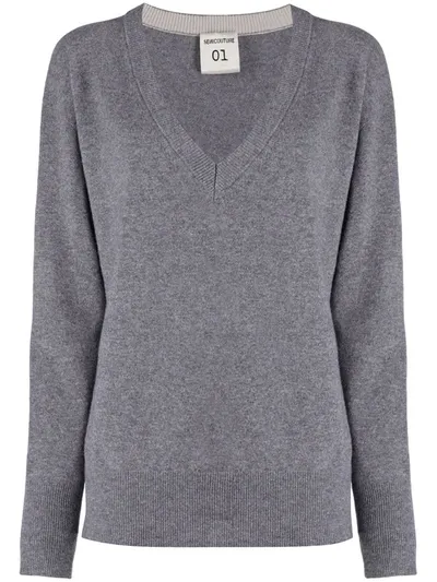 Semicouture V-neck Sweater In Grey