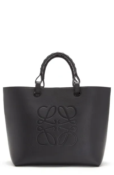 Loewe Anagram Medium Debossed Leather Tote In Black