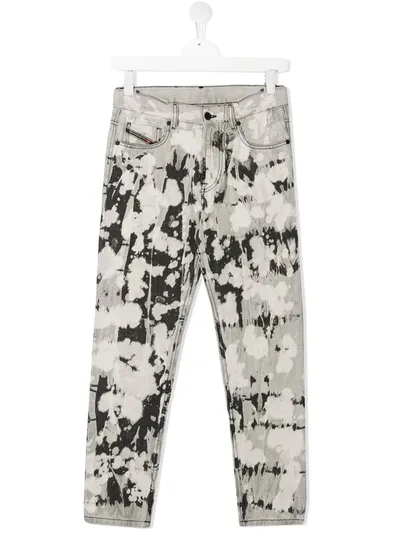 Diesel Kids' Tie-dye Print Jeans In Grey