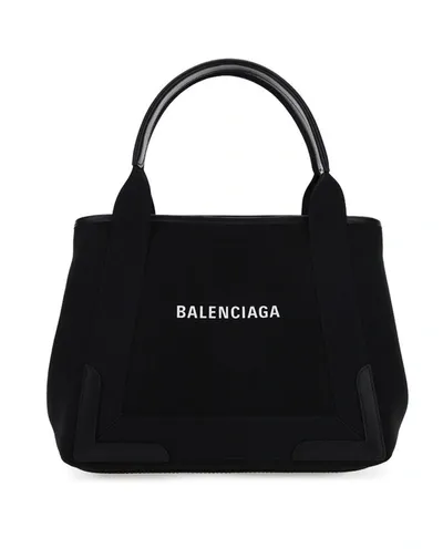 Balenciaga Navy Cabas Tote Bag In Black