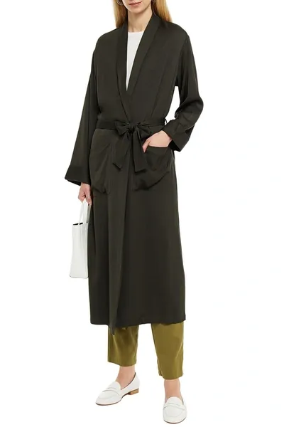 American Vintage Crepe Coat In Dark Green