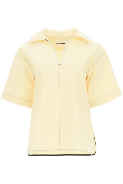 Jil Sander Beige Shirt With Contrasting Stitching