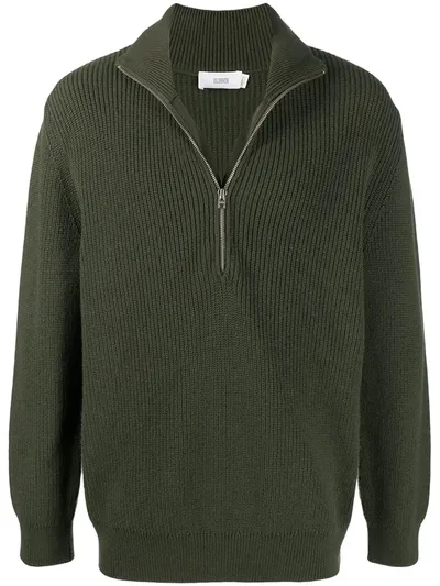 Closed Zip-up Ribbed Knit Jumper In Green