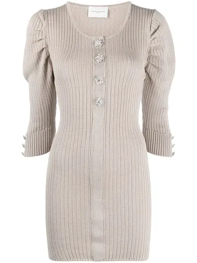 Giuseppe Di Morabito Puff-sleeve Knitted Dress In Neutrals