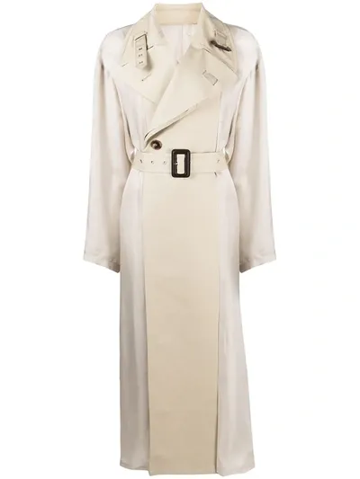 Maison Margiela Notched-lapel Belted-waist Coat In Neutrals