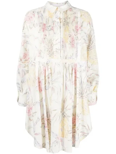 See By Chloé Floral-print Shirt Dress In Neutrals