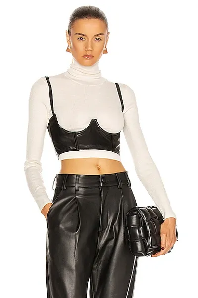 Fleur Du Mal Vegan Leather No Cup Bustier In Black