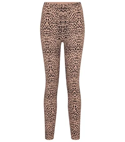 Alaïa Leopard-jacquard Mid-rise Leggings In Chair & Noir