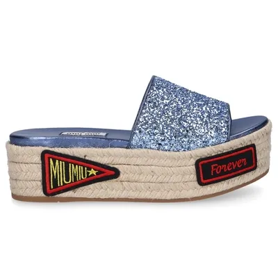 Miu Miu Platform Sandals In Blue