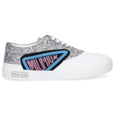 Miu Miu Sneakers Glitter In Silver