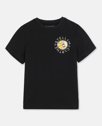 Stella Mccartney Kids Black 3d Badge Cotton Logo T-shirt