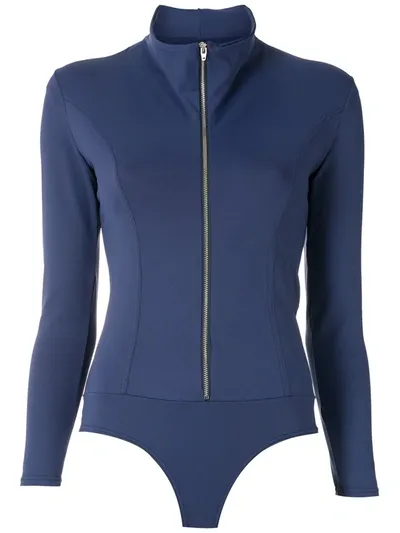 Amir Slama Zipped Long Sleeves Bodysuit In Blue