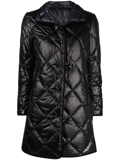 Fay Quilted Mid-length Coat In Black