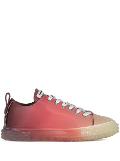 Giuseppe Zanotti Gradient-effect Patent-leather Sneakers In Red