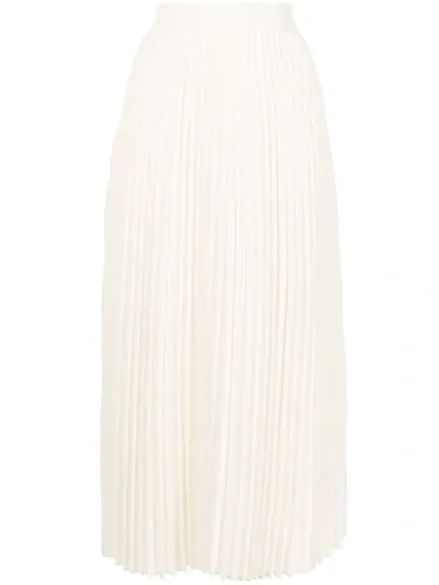 Co Essentials Elastic-waist Pleated Skirt In White