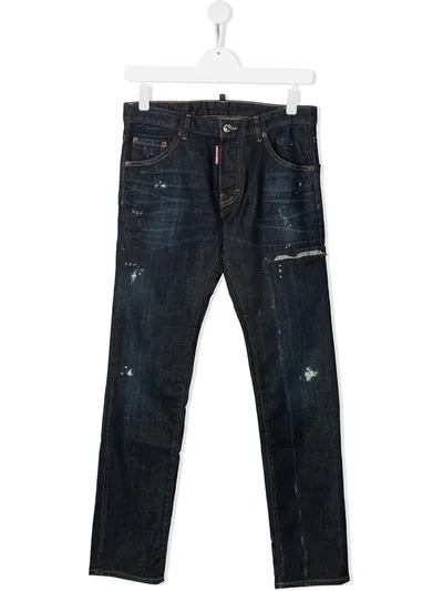 Dsquared2 Teen Distressed Jeans In Blue