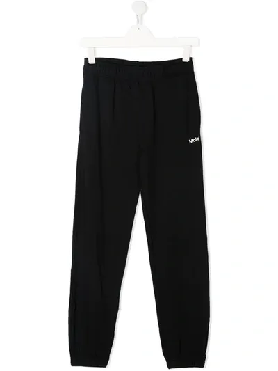 Molo Teen Logo Print Elasticated Waist Track Pants In Black