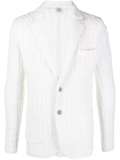 Eleventy Cable-knit Wool Cardigan In White