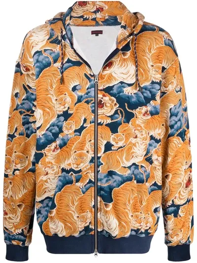 Clot Tiger Clouds Print Hoodie In Orange