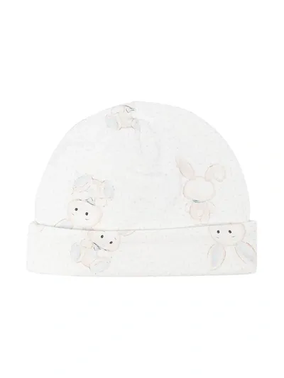 Monnalisa Babies' Bunny-print Cotton Cap In Blue