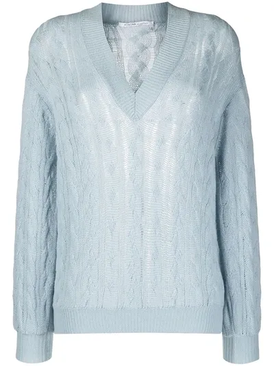 Agnona Cable-knit Jumper In Blue