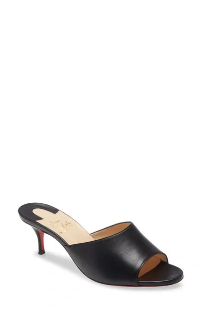 Christian Louboutin East Napa Kitten-heel Red Sole Mules In Black